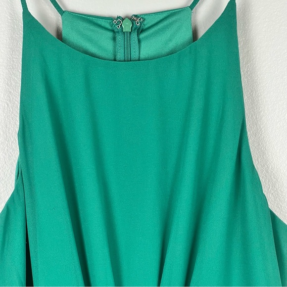 Lulus Teal Skater Dress Size Medium Best Wishes Halter Neck Tulip Skirt Overlay - Picture 5 of 13